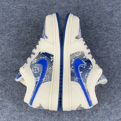 Custom Air Jordan 1 Low Bleu Atelier Sail/Blue