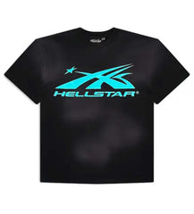 Hellstar Sport Logo Gel Tee Black/Light Blue