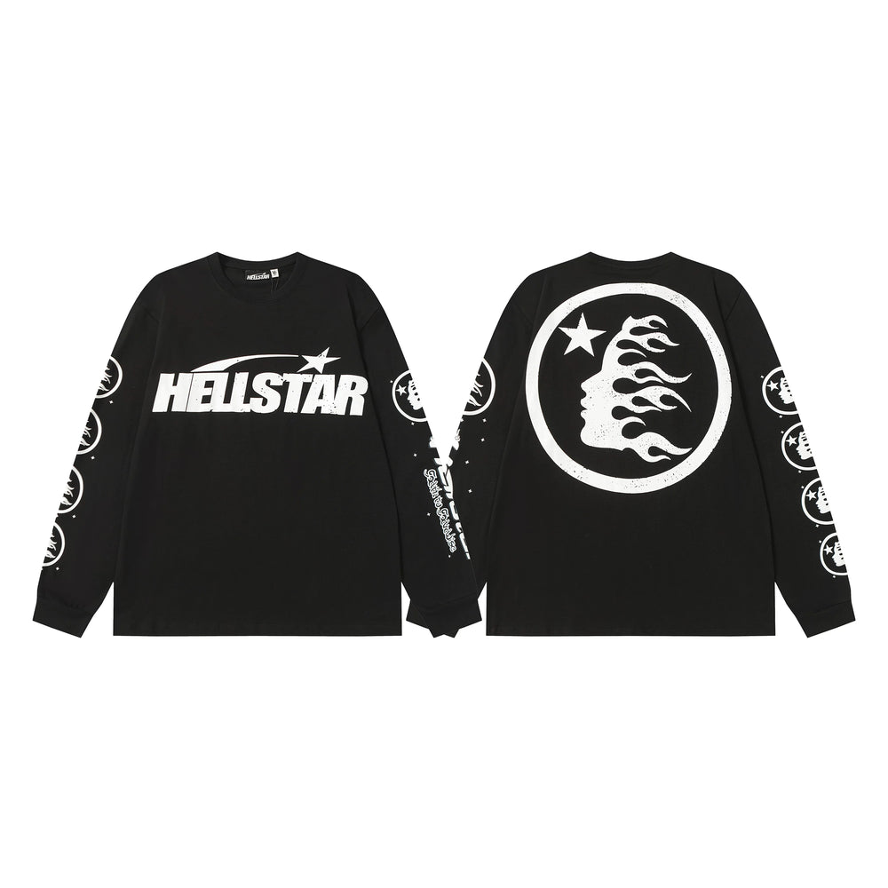 High weight HELLSTAR Hellstar American style trendy brand long sleeved trendy brand autumn and winter vintage men's and women's t-shirt (6)