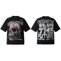 HELL Hell's Star Short Sleeve Trendy Brand American High Street Vintage Summer Couple Dress Men's and Women's Half Sleeve T-shirt (5)