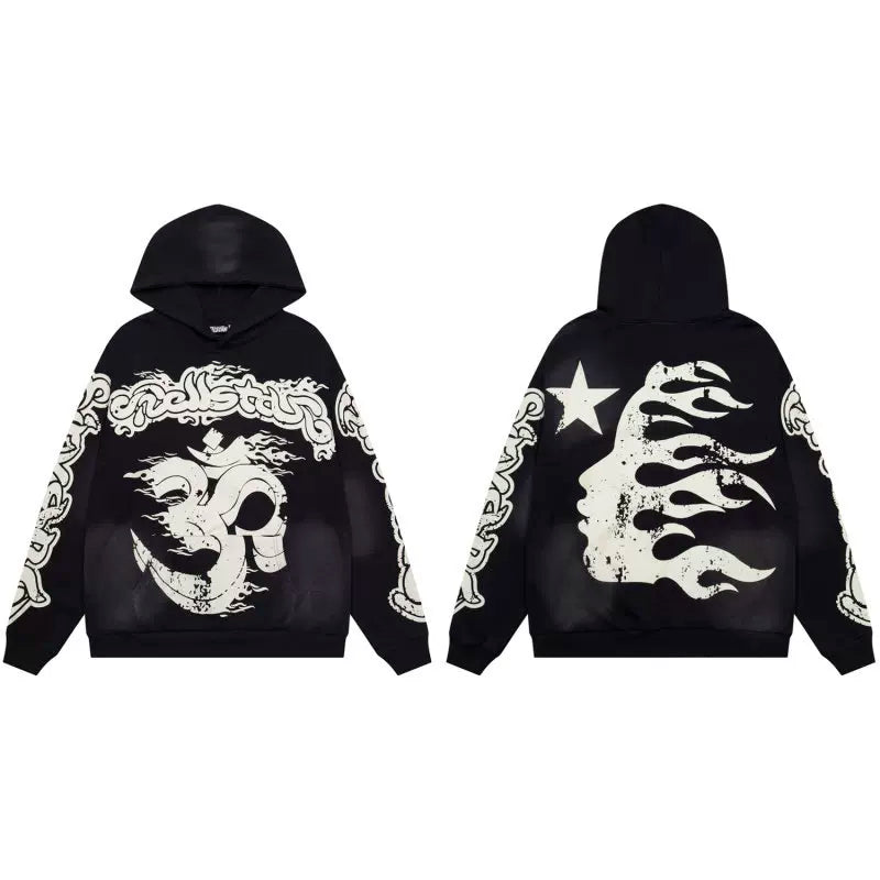 Hellstar American High Street Retro Loose Water Washed Vintage Men's and Women's VTG Hoodies Hoodies Hoodies Ins (33)