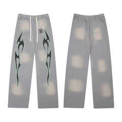 High quality Hellstar washed American retro straight tube micro trumpet long pants for men and women's bathroom, trendy (10)