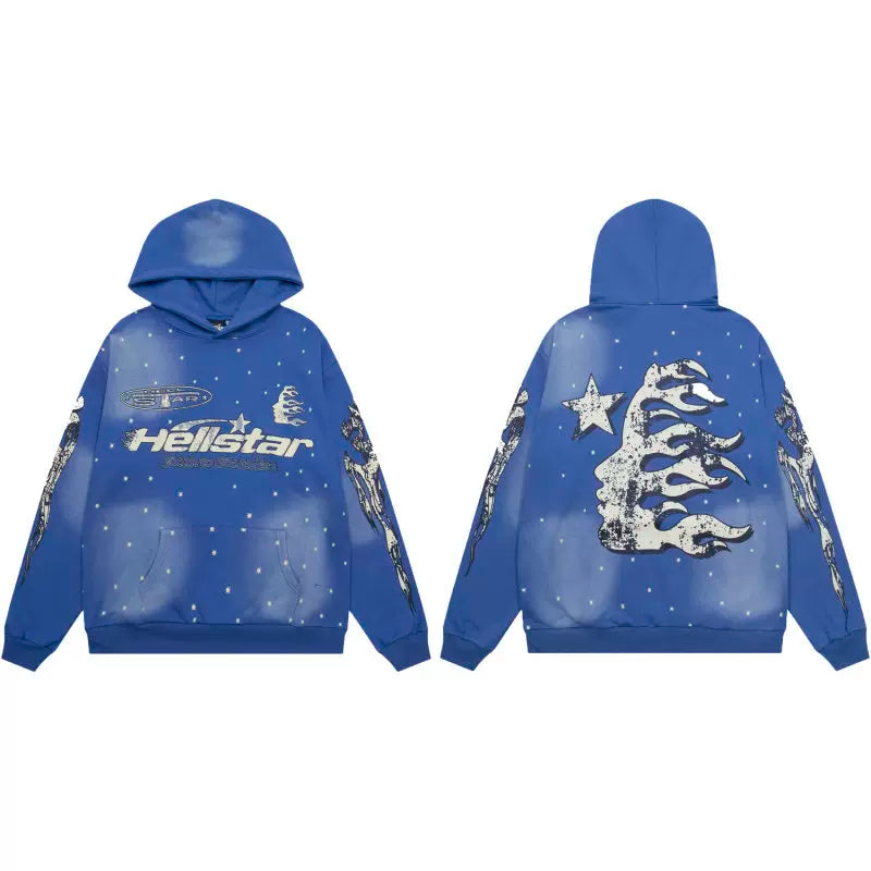 Hellstar American High Street Retro Loose Water Washed Vintage Men's and Women's VTG Hoodies Hoodies Hoodies Ins (31)