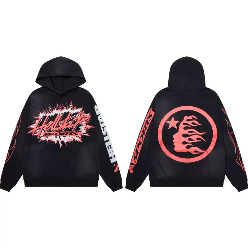 Hellstar American High Street Retro Loose Water Washed Vintage Men's and Women's VTG Hoodies Hoodies Hoodies Ins (26)