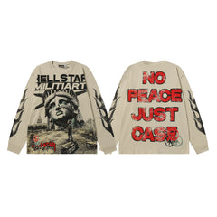 High weight HELLSTAR Hellstar American style trendy brand long sleeved trendy brand autumn and winter vintage men's and women's t-shirt (1)