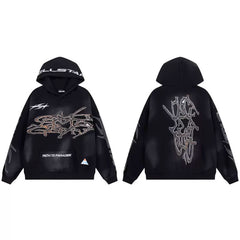 Hellstar American High Street Retro Loose Water Washed Vintage Men's and Women's VTG Hoodies Hoodies Hoodies Ins (45)