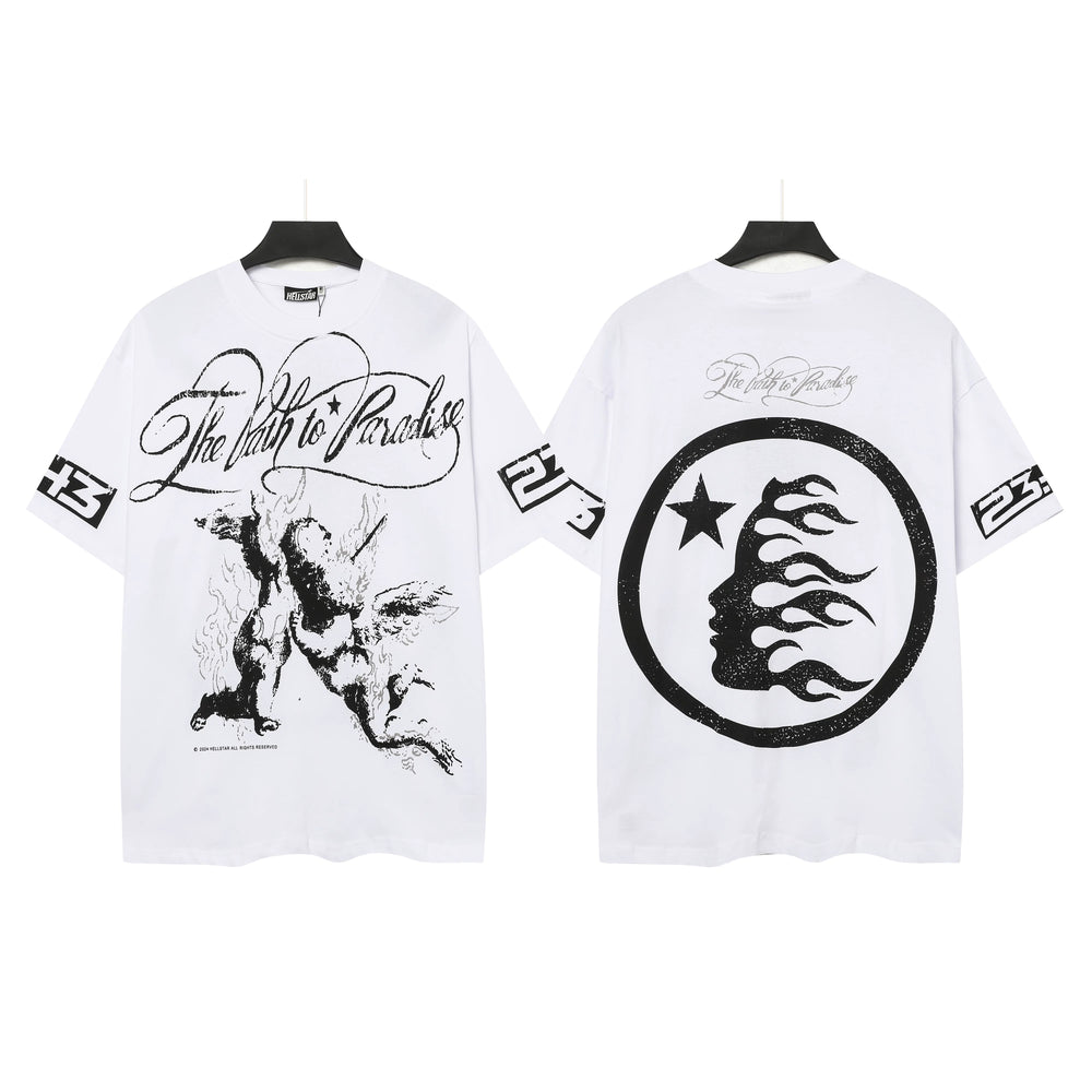 High weight HELLSTAR Hellstar American style trendy short sleeved graffiti vintage niche men's and women's t-shirts (7)