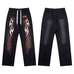 High quality Hellstar washed American retro straight tube micro trumpet long pants for men and women's bathroom, trendy (16)