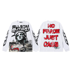 High weight HELLSTAR Hellstar American style trendy brand long sleeved trendy brand autumn and winter vintage men's and women's t-shirt (2)