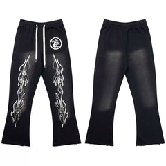 High quality Hellstar washed American retro straight tube micro trumpet long pants for men and women's bathroom, trendy (17)