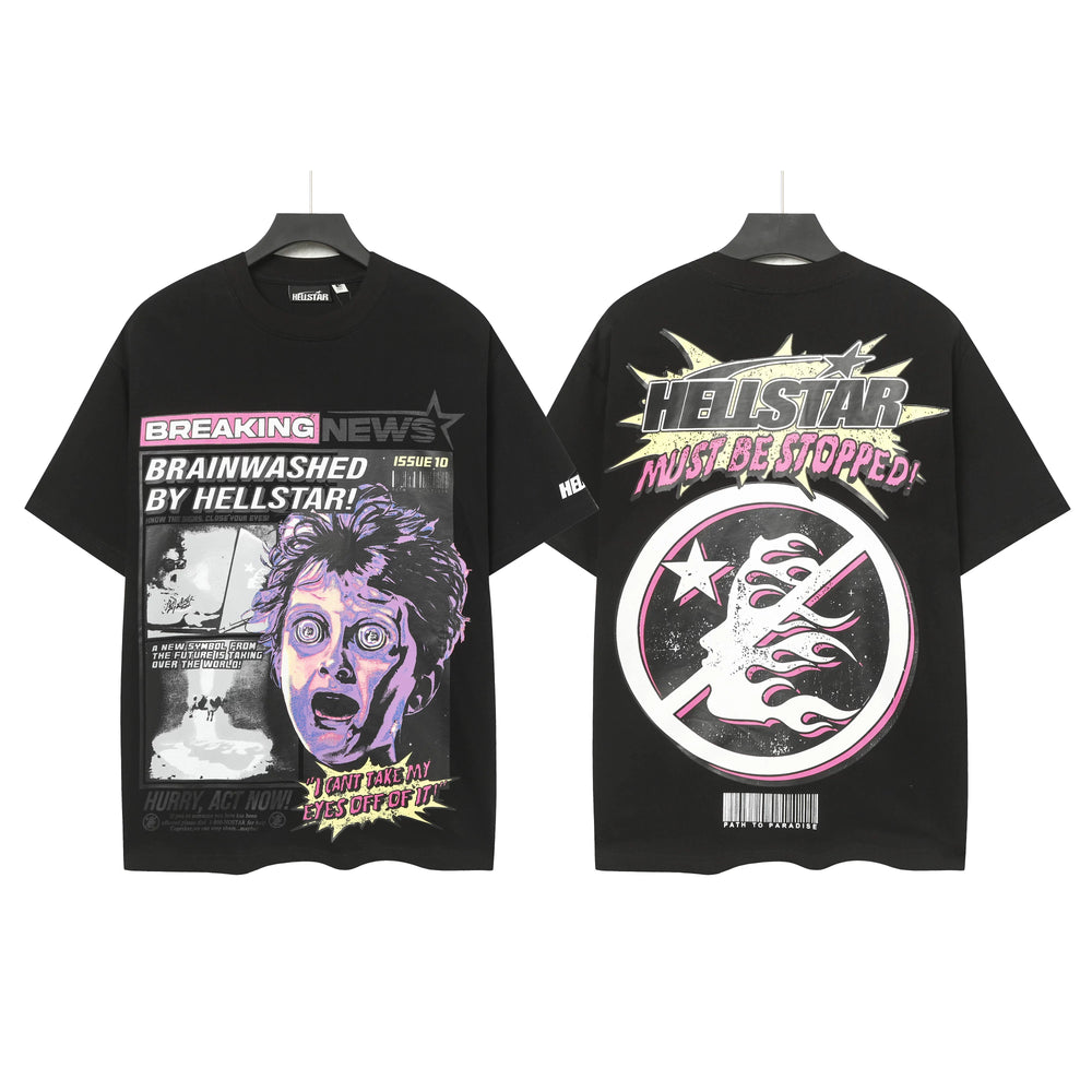 High weight HELLSTAR Hellstar American style trendy short sleeved graffiti vintage niche men's and women's t-shirts (6)