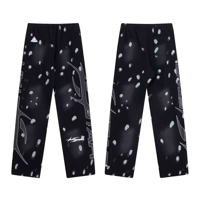 High quality Hellstar washed American retro straight tube micro trumpet long pants for men and women's bathroom, trendy (37)