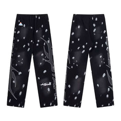 High quality Hellstar washed American retro straight tube micro trumpet long pants for men and women's bathroom, trendy (37)