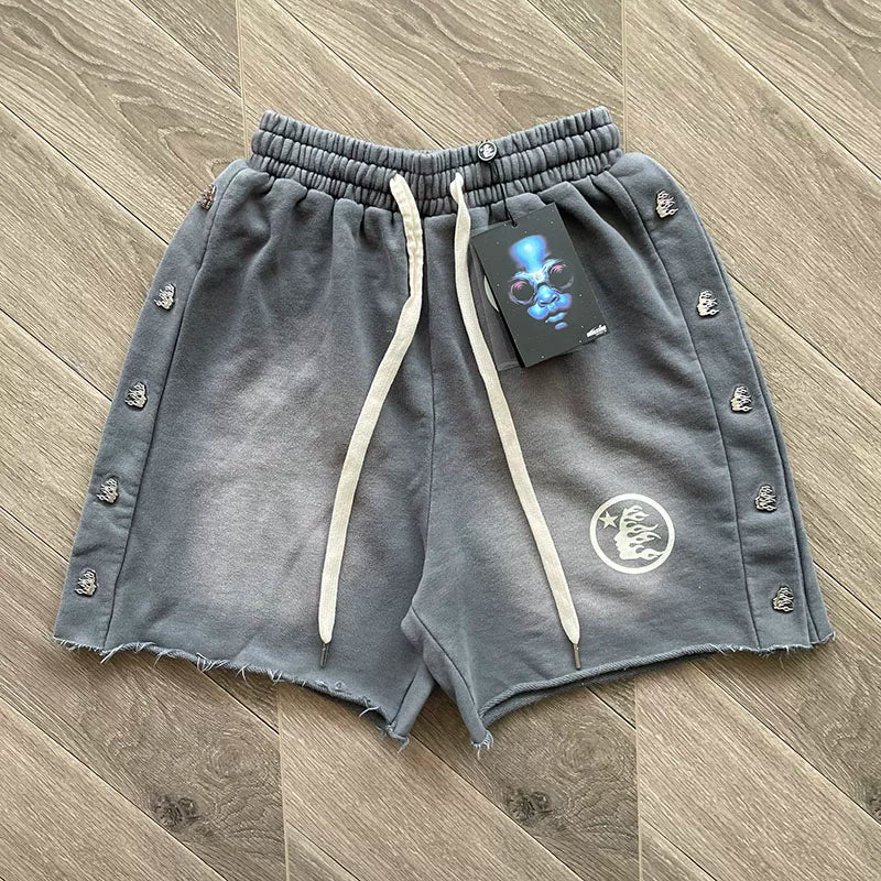 Hellstar Studios shorts ins, same European and American style casual sports men's and women's wash shorts (1)