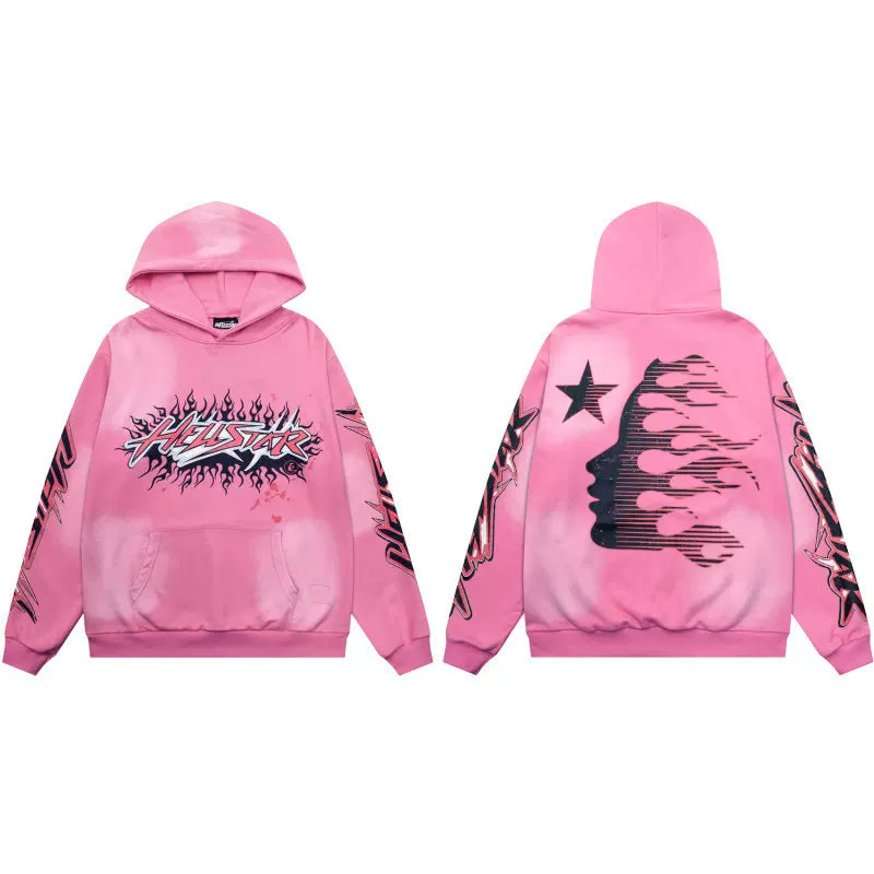 Hellstar American High Street Retro Loose Water Washed Vintage Men's and Women's VTG Hoodies Hoodies Hoodies Ins (32)