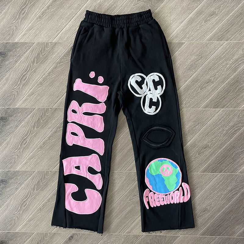 Hellstar Studios Project Capri Flared pants with horn splicing sports pants (4)