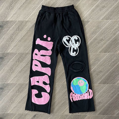 Hellstar Studios Project Capri Flared pants with horn splicing sports pants (4)