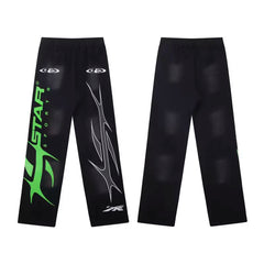 High quality Hellstar washed American retro straight tube micro trumpet long pants for men and women's bathroom, trendy (33)
