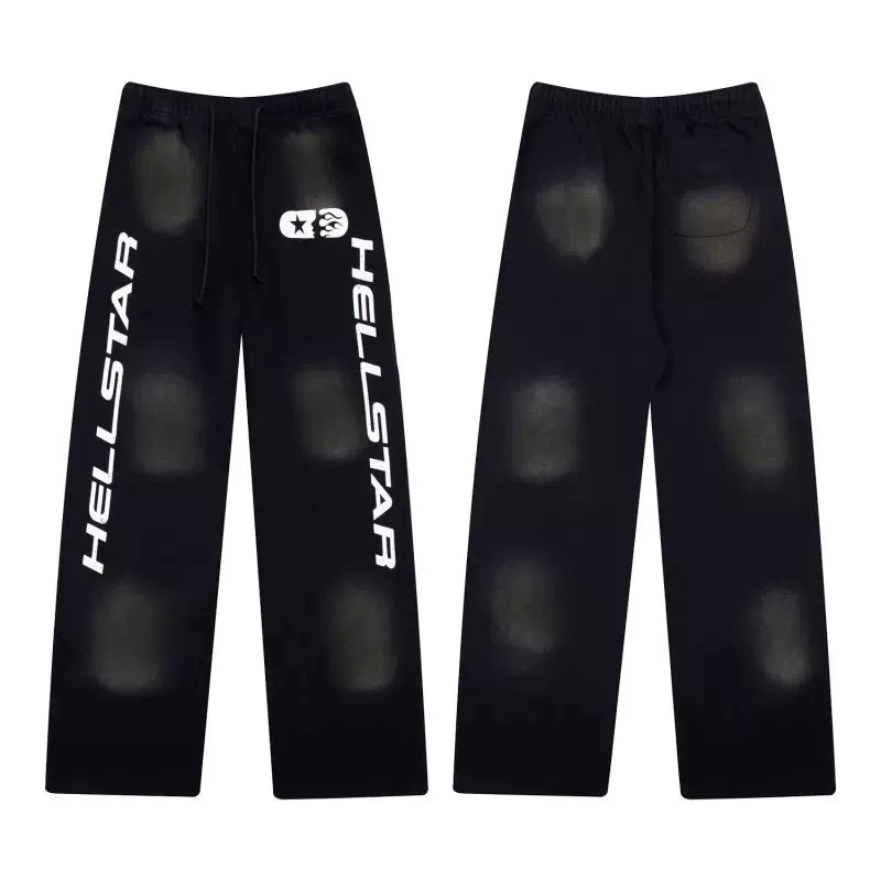 High quality Hellstar washed American retro straight tube micro trumpet long pants for men and women's bathroom, trendy (11)