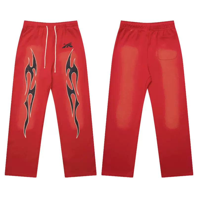 High quality Hellstar washed American retro straight tube micro trumpet long pants for men and women's bathroom, trendy (25)