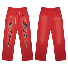 High quality Hellstar washed American retro straight tube micro trumpet long pants for men and women's bathroom, trendy (25)