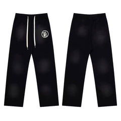 High quality Hellstar washed American retro straight tube micro trumpet long pants for men and women's bathroom, trendy (28)