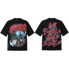 HELL Hell's Star Short Sleeve Trendy Brand American High Street Vintage Summer Couple Dress Men's and Women's Half Sleeve T-shirt (9)