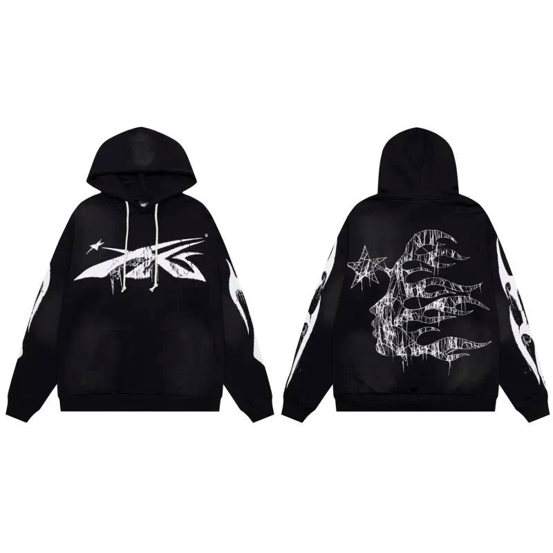 Hellstar American High Street Retro Loose Water Washed Vintage Men's and Women's VTG Hoodies Hoodies Hoodies Ins (30)
