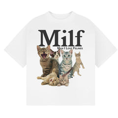 Cute Cat Vintage Print T-Shirt - Loose Cotton Short Sleeve for Men & Women