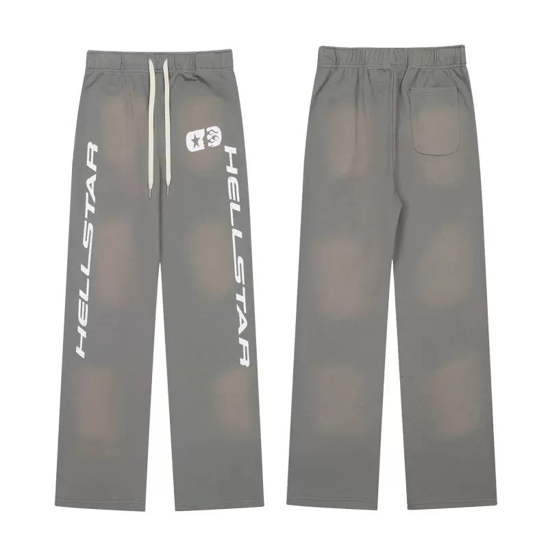 High quality Hellstar washed American retro straight tube micro trumpet long pants for men and women's bathroom, trendy (12)