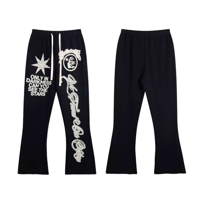 High quality Hellstar washed American retro straight tube micro trumpet long pants for men and women's bathroom, trendy (35)