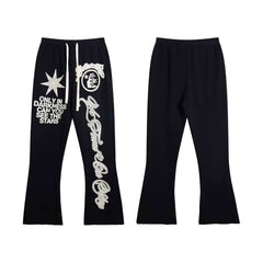 High quality Hellstar washed American retro straight tube micro trumpet long pants for men and women's bathroom, trendy (35)