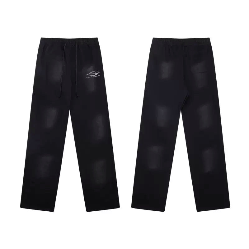 High quality Hellstar washed American retro straight tube micro trumpet long pants for men and women's bathroom, trendy (34)