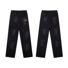 High quality Hellstar washed American retro straight tube micro trumpet long pants for men and women's bathroom, trendy (34)
