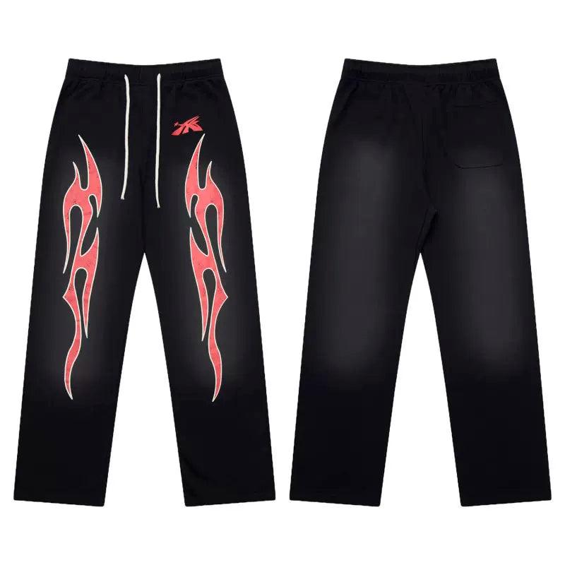 High quality Hellstar washed American retro straight tube micro trumpet long pants for men and women's bathroom, trendy (24)