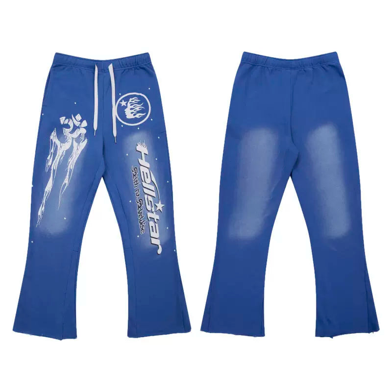 High quality Hellstar washed American retro straight tube micro trumpet long pants for men and women's bathroom, trendy (20)