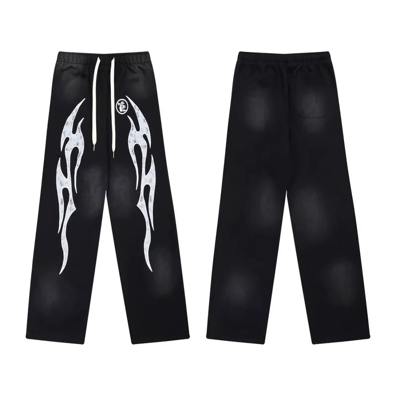High quality Hellstar washed American retro straight tube micro trumpet long pants for men and women's bathroom, trendy (7)