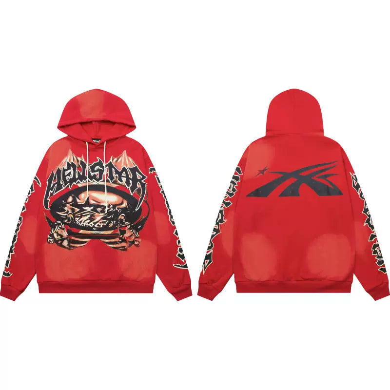Hellstar American High Street Retro Loose Water Washed Vintage Men's and Women's VTG Hoodies Hoodies Hoodies Ins (34)