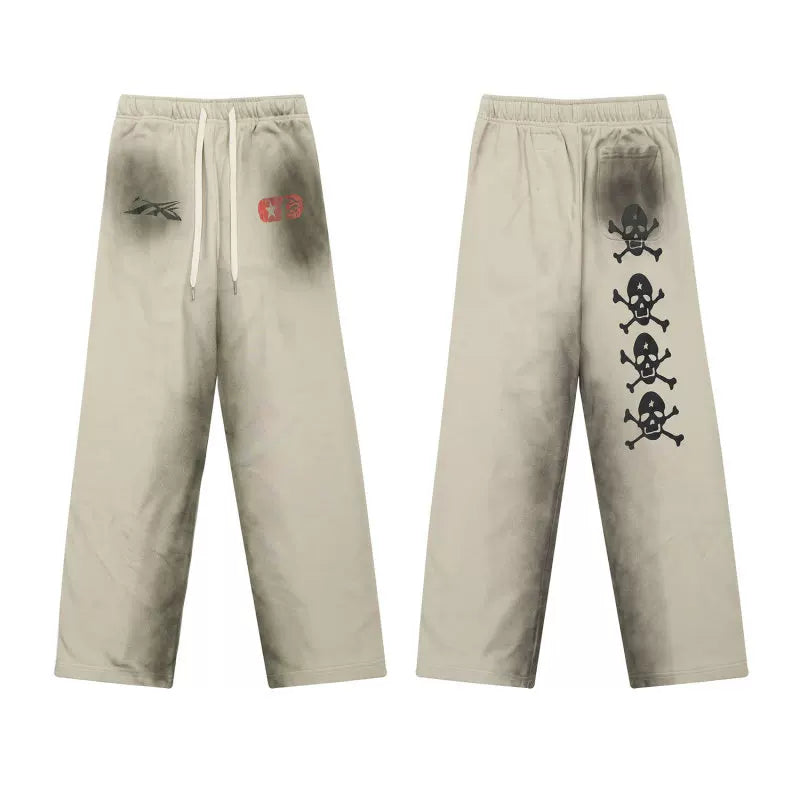 High quality Hellstar washed American retro straight tube micro trumpet long pants for men and women's bathroom, trendy (4)