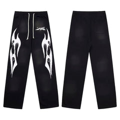 High quality Hellstar washed American retro straight tube micro trumpet long pants for men and women's bathroom, trendy (19)