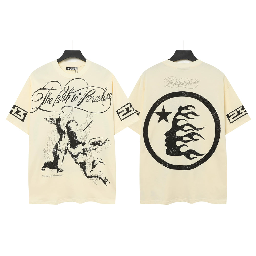 High weight HELLSTAR Hellstar American style trendy short sleeved graffiti vintage niche men's and women's t-shirts (8)