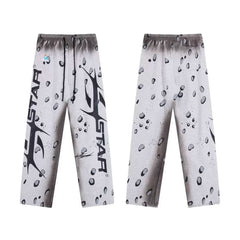 High quality Hellstar washed American retro straight tube micro trumpet long pants for men and women's bathroom, trendy (38)