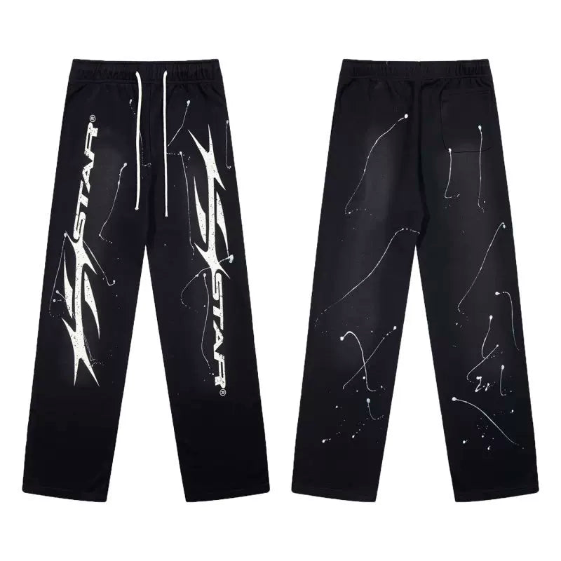 High quality Hellstar washed American retro straight tube micro trumpet long pants for men and women's bathroom, trendy (26)