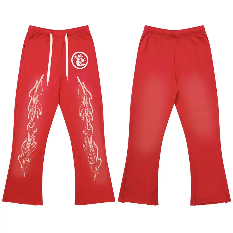 High quality Hellstar washed American retro straight tube micro trumpet long pants for men and women's bathroom, trendy (18)