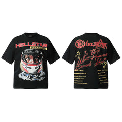 HELL Hell's Star Short Sleeve Trendy Brand American High Street Vintage Summer Couple Dress Men's and Women's Half Sleeve T-shirt (8)