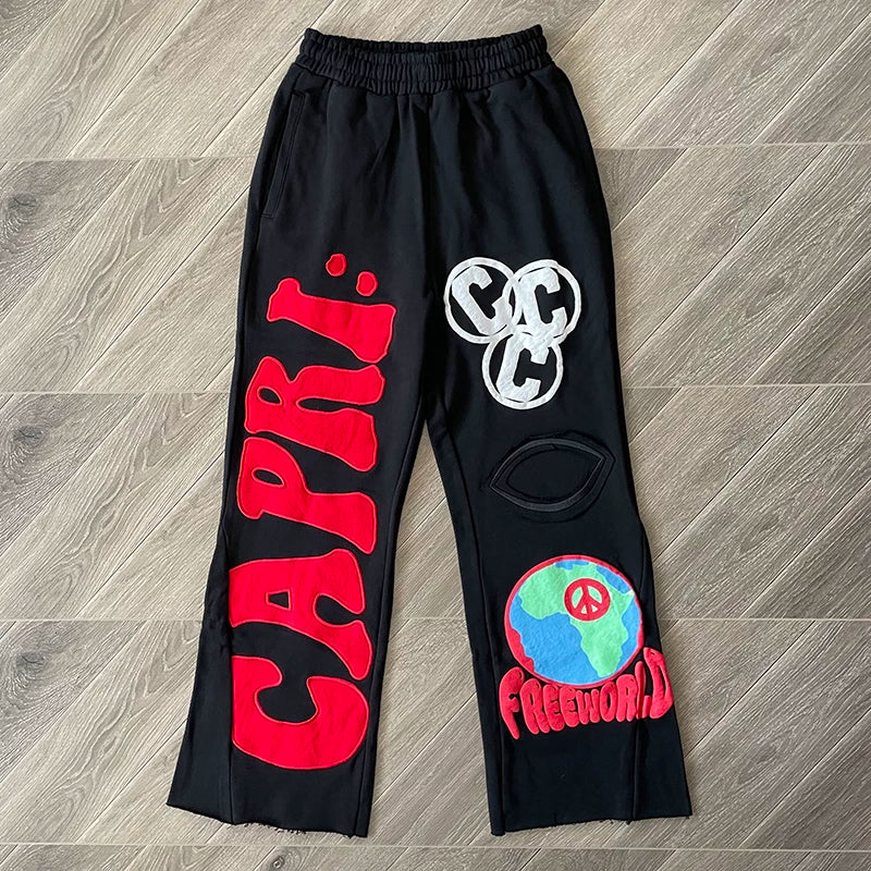 Hellstar Studios Project Capri Flared pants with horn splicing sports pants (1)