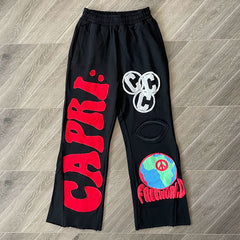 Hellstar Studios Project Capri Flared pants with horn splicing sports pants (1)