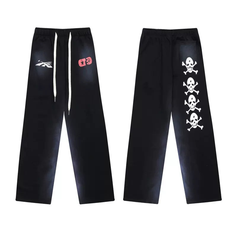 High quality Hellstar washed American retro straight tube micro trumpet long pants for men and women's bathroom, trendy (3)