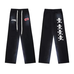 High quality Hellstar washed American retro straight tube micro trumpet long pants for men and women's bathroom, trendy (3)
