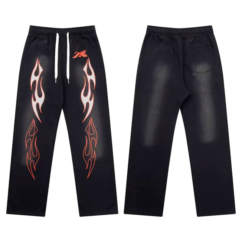 High quality Hellstar washed American retro straight tube micro trumpet long pants for men and women's bathroom, trendy (16)
